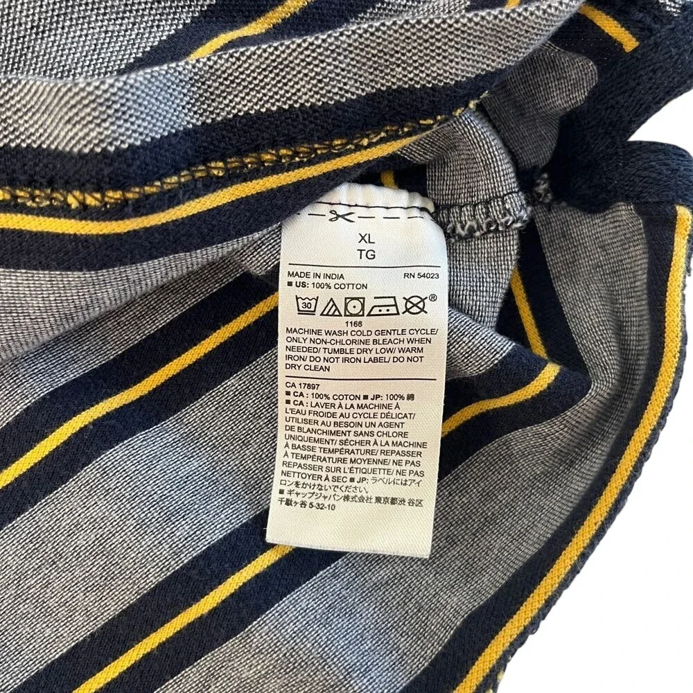 Banana Republic Mens Vintage XL Blue/Yellow Striped Polo Shirt, Banana 216‎